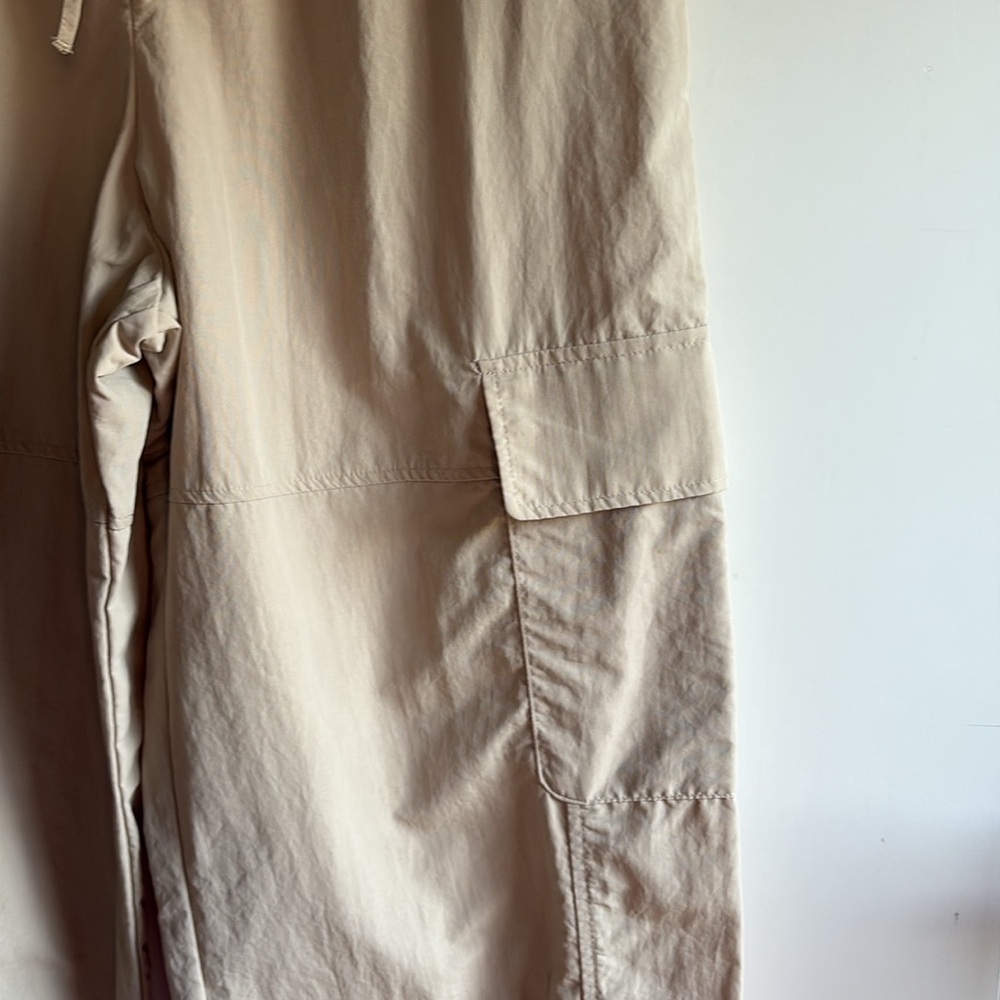 Zara Beige Cargo Parachute Pants with Drawstring Waist Sz M - Picture 3 of 12